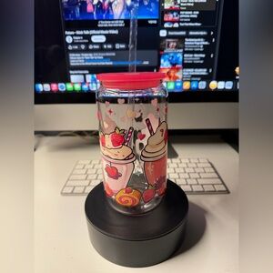 Cute Pink And Red Milkshake Design Tumbler